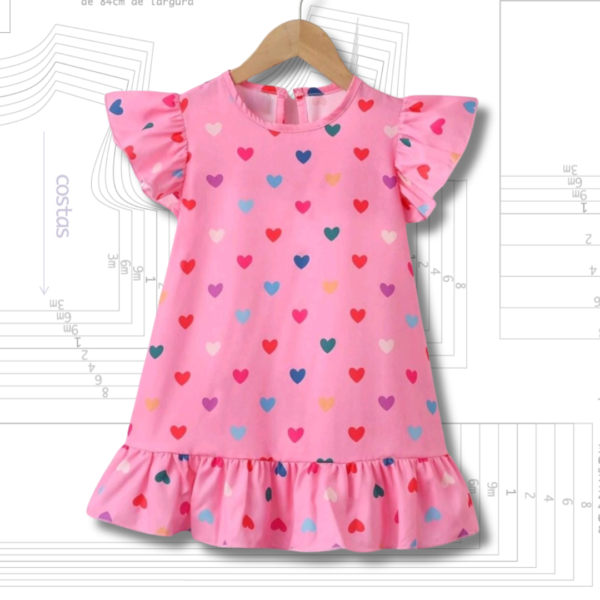 MOLDE EM PDF - VESTIDO INFANTIL REF 1419 (6 meses a 12 anos)