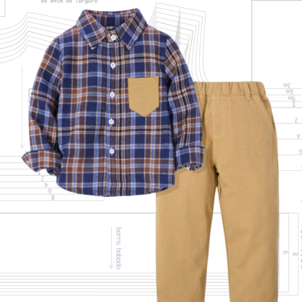 MOLDE EM PDF - CONJUNTO LONGO CAMISA E CALÇA REF 839 (3 MESES A 4 ANOS)