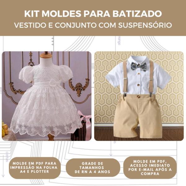 MOLDE EM PDF - KIT ROUPAS PARA BATIZADO (RN A 4 ANOS)