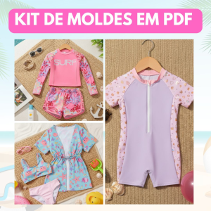 MOLDE EM PDF - KIT MODA PRAIA INFANTIL (1 A 14 ANOS)