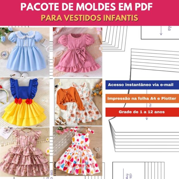 MOLDE EM PDF - COMBO DE VESTIDOS 6 MODELOS