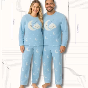 KIT PIJAMA LONGO BÁSICO PARA CASAL - REF 4019 E 4020