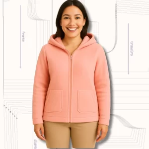 MOLDE EM PDF CASACO FEMININO COM CAPUZ REF 4087- GRADE PP AO G5