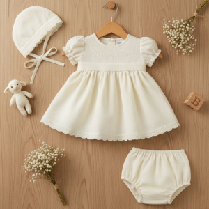 MOLDE EM PDF CONJUNTO VESTIDO, CALCINHA E TOUCA BABY - REF 4086 GRADE DE RN A 2 ANOS