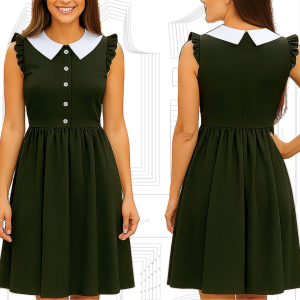 MOLDE EM PDF VESTIDO WANDINHA HALLOWEEN ADULTO REF 4559 - GRADE PP AO G5