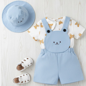 MOLDE CONJUNTO BABY - CAMISA, JARDINEIRA URSINHO E CHAPÉU - RN A 4 ANOS