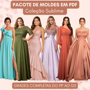 PACOTE DE MOLDES EM PDF PARA VESTIDOS DE FESTA - COLEÇÃO SUBLIME