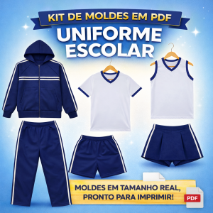 KIT MOLDES EM PDF PARA UNIFORME ESCOLAR INFANTIL - GRADE DE 1 A 14 ANOS