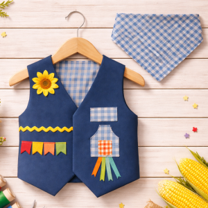 MOLDE CONJUNTO COLETE E BANDANA JUNINO INFANTIL REF 4024 - GRADE 1 A 14 ANOS