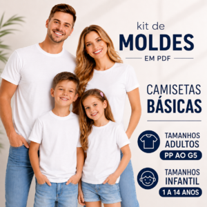 KIT DE MOLDES EM PDF CAMISETAS BÁSICAS ADULTO E INFANTIL